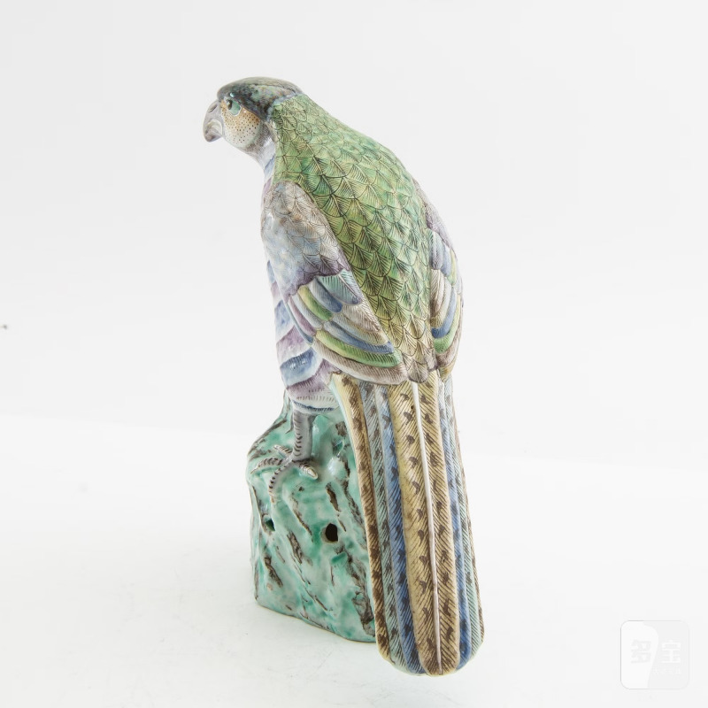 A rare famille rose figure of a hawk with its pray, - 图12